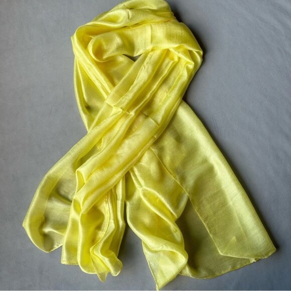 100% Silk Scarf ~ Yellow ~ Brand New - Picture 1 of 6